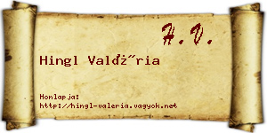 Hingl Valéria névjegykártya